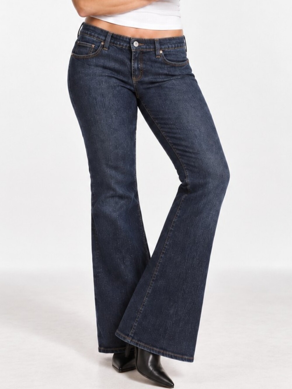 GAP Vintage 2007 Y2K Ultra Low Rise Flare Jeans 12 Long Dark Wash Stretch